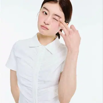 FEKETE 개더 타이트 셔츠 화이트/M
