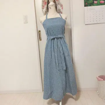 파랑과 화이트 깅엄 체크 랩 스커트