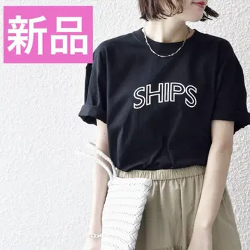 새상품 SHIPS 쉽스 라운드 프린트 로고 TEE 블랙 계열 M