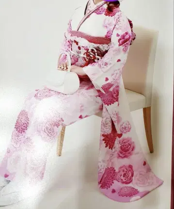 순수 실크 후리소데만 꽃무늬 마츠다 세이코 감수 온디네 후리소데