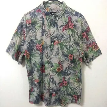 H&M 플로럴 보타니컬 프린트 반팔 알로하 셔츠