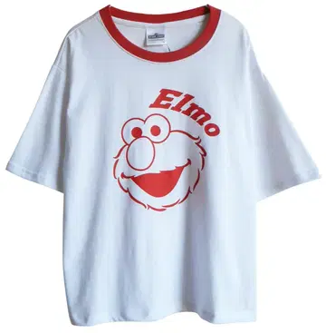 Elmo 티셔츠 세서미 스트릿 엘모 링거 화이트 (M)