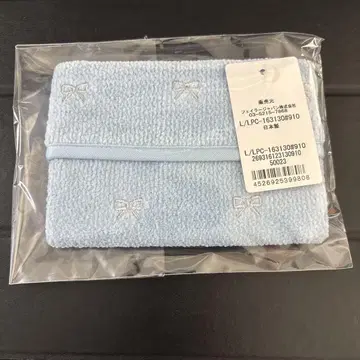 페이러 러블리 프리티 컬러 리본 자수 티슈 파우치 페일 블루