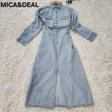 MICA&DEAL 데님 원피스 셔츠 원피스 데님 자켓 커버올