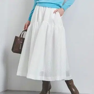 23FW 유나이티드 애로우즈 에어리 자카드 스커트 화이트 36