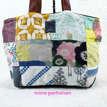 미나 페르호넨 피스 백 패치워크 나비 자수 손잡이 가죽 토트백