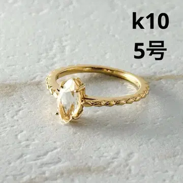 agete K10 클리어 스톤 골드 링 5호 핑키 링