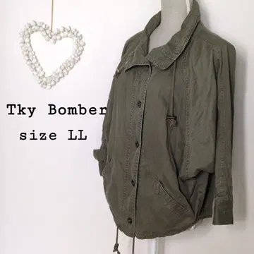 Tky Bomber 자켓 돌먼 슬리브 7부 소매 LL 면 카키