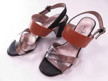 긴자 카네마츠 샌들 브라운 실버 블랙 신발 23.5cm