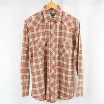 새상품급 Wrangler 체크 웨스턴 셔츠 구제 의류 M 레드 남성용