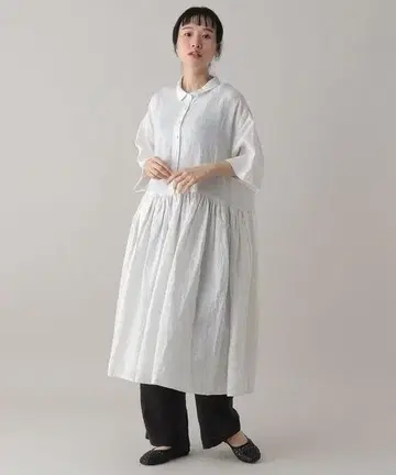 natural by clip 린넨 개더 셔츠 원피스
