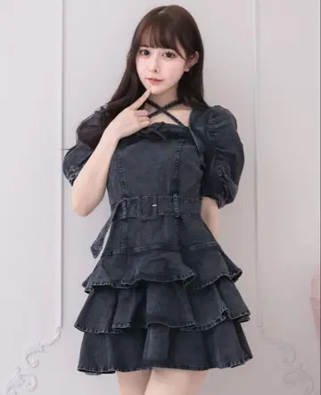 pium 티어드 프릴 미니 원피스