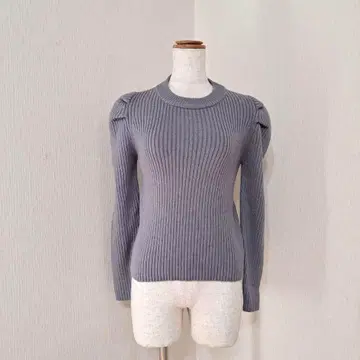그레일 레이스업 디자인 리브 니트 리본 그레이 스웨터 [M] 성숙 큐트