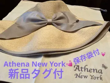 택 포함 새상품 Athena New York 밀짚모자 베이지