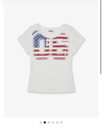 aeae USA 배너 헨리넥 티셔츠 화이트