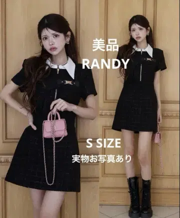 RANDY 비대칭 트위드 하프 슬리브 드레스 S 사이즈