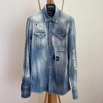 DSQUARED2 데미지 가공 데님 셔츠 46