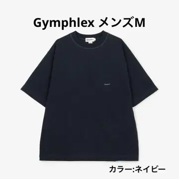 Gymphlex 로고 자수 반팔 빅 티셔츠 네이비