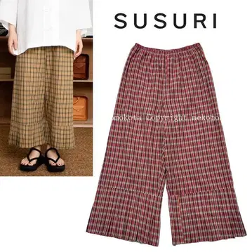 컨디션 최상 SUSURI 마드라스 체크 플러터 팬츠 2 스스리 속바지
