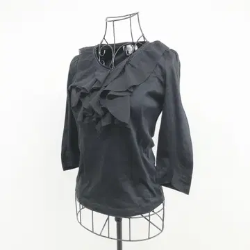 미쉘클랑 티셔츠 M 블랙 프릴 포멀 고급 청순