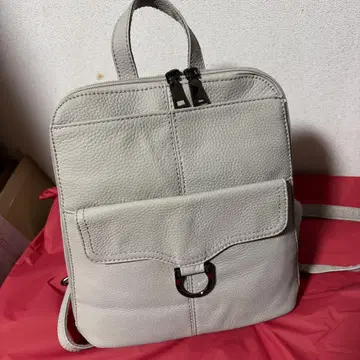 exru Vertu 화이트 가죽 백팩