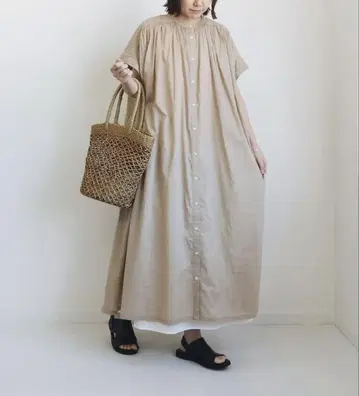 onni 온니 코튼 보일 개더 원피스