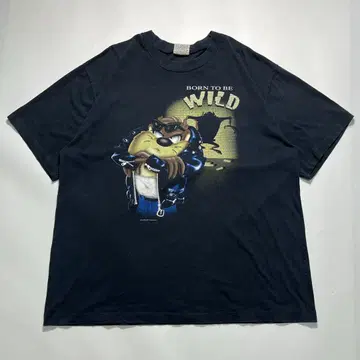 90s 루니툰 빈티지 티셔츠 XL 블랙 싱글 6895