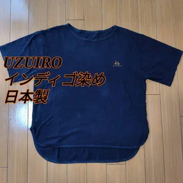 UZUIRO 반팔 티셔츠 100% 면 인디고 염색 일본제