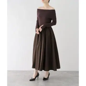 2024AW 라토타리티 오프숄더 도킹 원피스 36 브라운