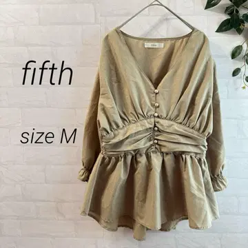 fifth 개더 디자인 7부 소매 페플럼 블라우스 (M) 베이지