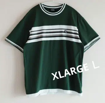 XLARGE 다크 그린 패널 보더 티셔츠 L 사이즈