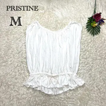 프리스틴 슬리브리스 탑 일본제 오가닉 페플럼 개더 M