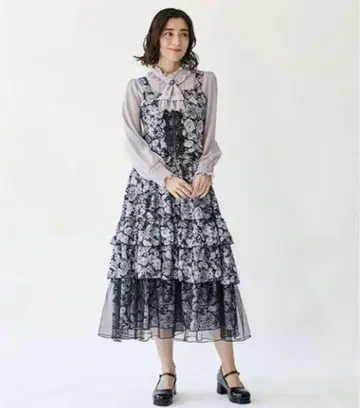 axes femme 플뢰르 프린트 뷔스티에 & 캉캉 스커트 세트