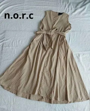 norc 베이지 슬리브리스 롱 원피스 A 라인