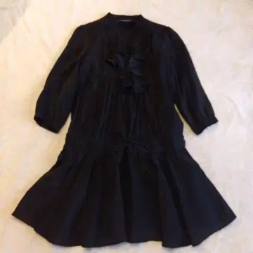 랄프 로렌 폴로 청바지 3연 프릴 원피스 튜닉 블랙 L