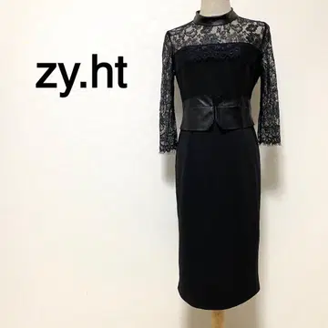 zy.ht 블랙 컬러 레이스 디자인 타이트 드레스