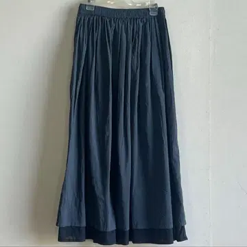새상품 코튼 보일 리버서블 롱 스커트 charcoal black