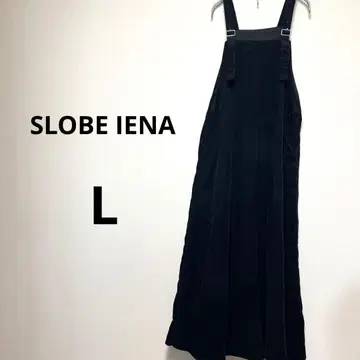 슬로브 이에나 L 블랙 슬리브리스 오버롤 코듀로이 원피스
