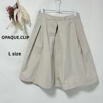 오파크 도트 클립 플레어 스커트 L 아이보리 무릎 기장 턱
