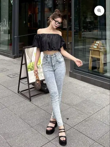 DIANTE 하이 웨스트 스키니 데님 라이트 블루