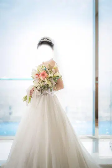 화이트 펄 장식 웨딩 베일 클라우디아