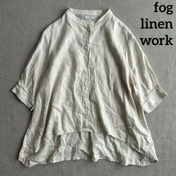 fog linen work linen 100% 밴드 카라 셔츠 프리