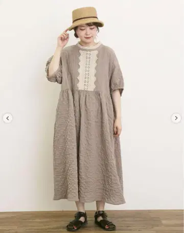 미사용 새상품! 사만사 모스모스 플라켓 레이스 절개 원피스 모카