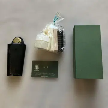 CORBO 코르보 가죽 키 케이스 다크 그린 관리 세트 포함
