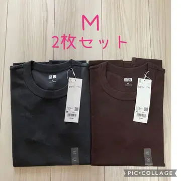 미사용 새상품 크루넥 티셔츠 M 그레이 브라운 2장 세트 유니클로