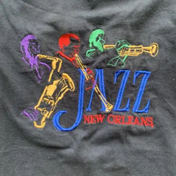Jazz New Orleans 티셔츠 자수 black XL 질던