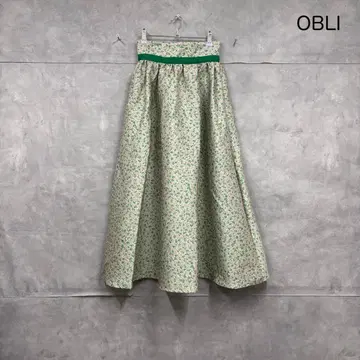OBLI 오블리 미니 꽃무늬 자카드 디자인 롱 스커트 N1103