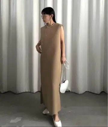 Ameri 아메리 2WAY 본딩 원피스 베이지