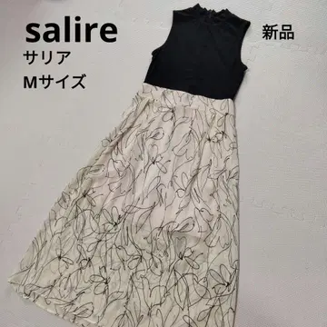 salire 사리아 라인 플라워 도킹 쉬폰 롱 원피스