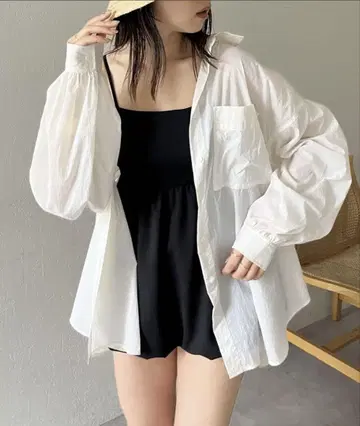 카프리슈 마쥬 UV 발수 레저 셔츠 화이트 크림 셔츠